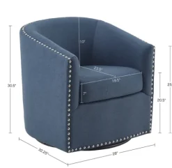 Navy Upholstered Nailhead Swivel Accent Chair-Kirkland's Home Outlet
