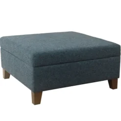 Navy Upholstered Square Storage Ottoman-Kirkland's Home New