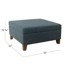 Navy Upholstered Square Storage Ottoman-Kirkland's Home New