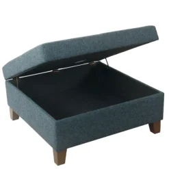 Navy Upholstered Square Storage Ottoman-Kirkland's Home New