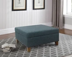 Navy Upholstered Square Storage Ottoman-Kirkland's Home New