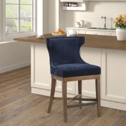 Navy Upholstered Wingback Swivel Counter Stool-Kirkland's Home Cheap
