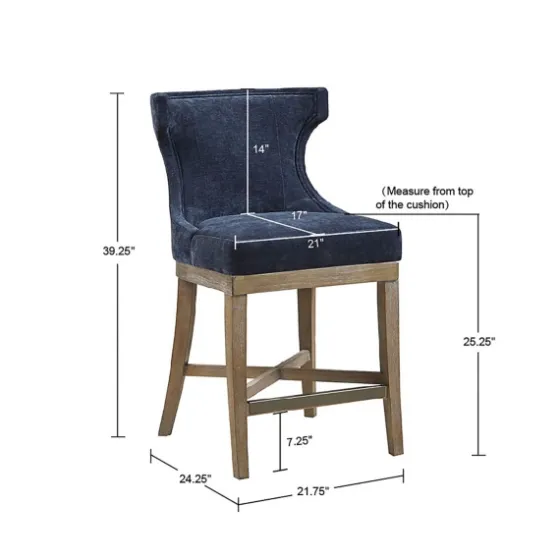 Navy Upholstered Wingback Swivel Counter Stool-Kirkland's Home Cheap