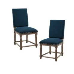 Navy Upholstered Wood Dining Chairs, Set Of 2-Kirkland's Home Flash Sale