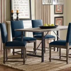 Navy Upholstered Wood Dining Chairs, Set Of 2-Kirkland's Home Flash Sale