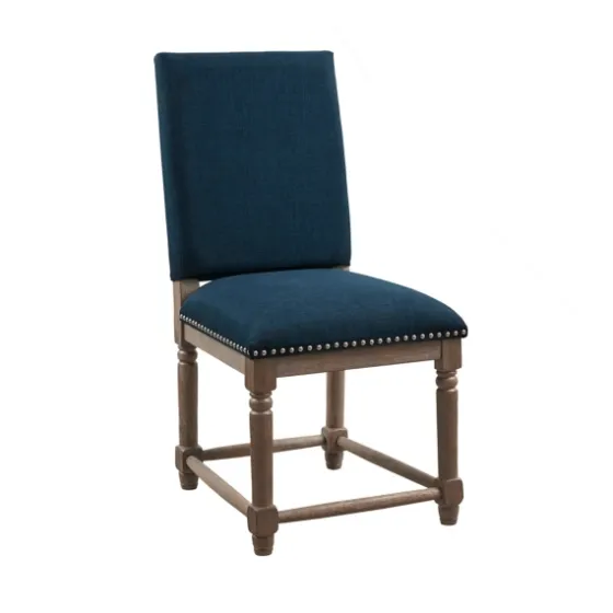 Navy Upholstered Wood Dining Chairs, Set Of 2-Kirkland's Home Flash Sale