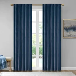 Navy Velvet Greta Curtain Panel Set, 95 In.-Kirkland's Home New