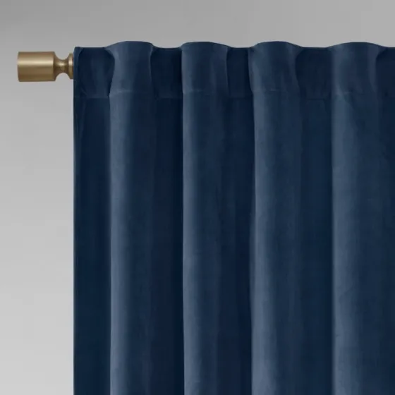Navy Velvet Greta Curtain Panel Set, 95 In.-Kirkland's Home New