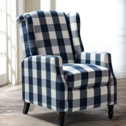 Navy Windowpane Plaid Recliner-Kirkland's Home Best