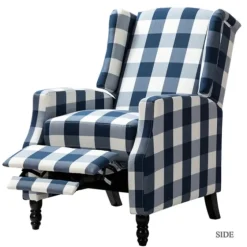 Navy Windowpane Plaid Recliner-Kirkland's Home Best