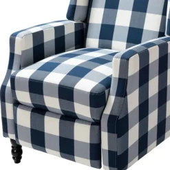 Navy Windowpane Plaid Recliner-Kirkland's Home Best