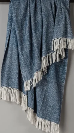 Navy With White Herringbone Woven Throw Blanket-Kirkland's Home Cheap