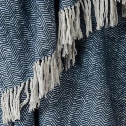 Navy With White Herringbone Woven Throw Blanket-Kirkland's Home Cheap
