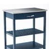 Navy Wood And Stainless Steel Top Kitchen Cart-Kirkland's Home Fashion