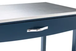 Navy Wood And Stainless Steel Top Kitchen Cart-Kirkland's Home Fashion