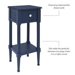 Navy Wood Coastal Compact Accent Table-Kirkland's Home Store