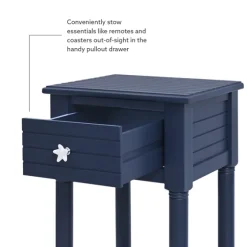 Navy Wood Coastal Compact Accent Table-Kirkland's Home Store