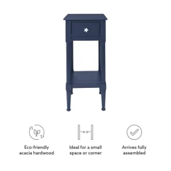 Navy Wood Coastal Compact Accent Table-Kirkland's Home Store