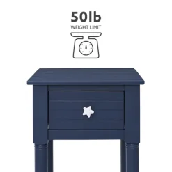Navy Wood Coastal Compact Accent Table-Kirkland's Home Store