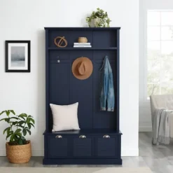 Navy Wood Storage Bench Hall Tree-Kirkland's Home Cheap