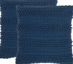 Navy Woven Stripes Throw Pillows, Set Of 2-Kirkland's Home Shop