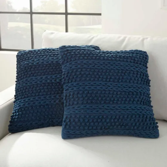 Navy Woven Stripes Throw Pillows, Set Of 2-Kirkland's Home Shop