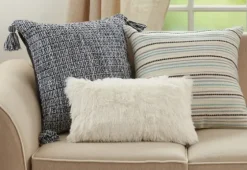 Navy Woven Texture Tassels Throw Pillow-Kirkland's Home New