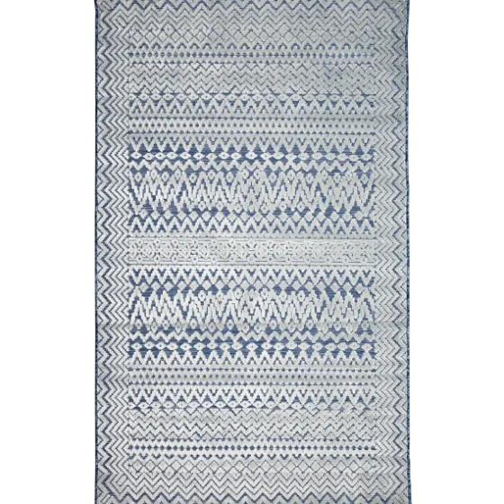 Navy Zig-Zag Ezra Indoor/Outdoor Area Rug, 7X9-Kirkland's Home Fashion