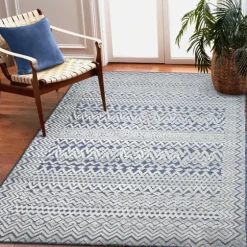Navy Zig-Zag Ezra Indoor/Outdoor Area Rug, 7X9-Kirkland's Home Fashion