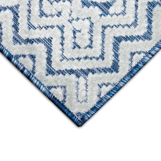Navy Zig-Zag Ezra Indoor/Outdoor Area Rug, 7X9-Kirkland's Home Fashion