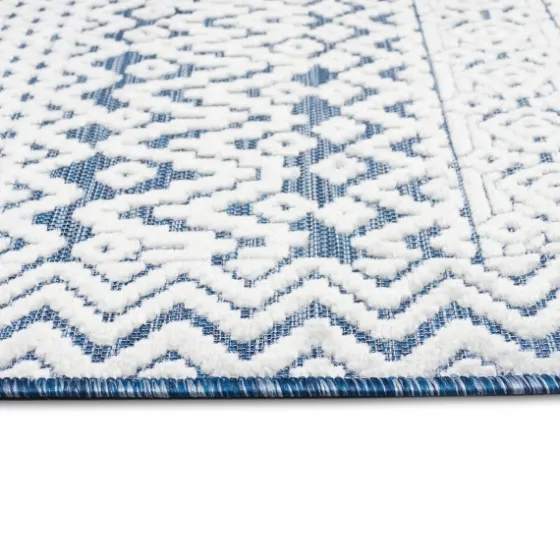 Navy Zig-Zag Ezra Indoor/Outdoor Area Rug, 4X7-Kirkland's Home Shop