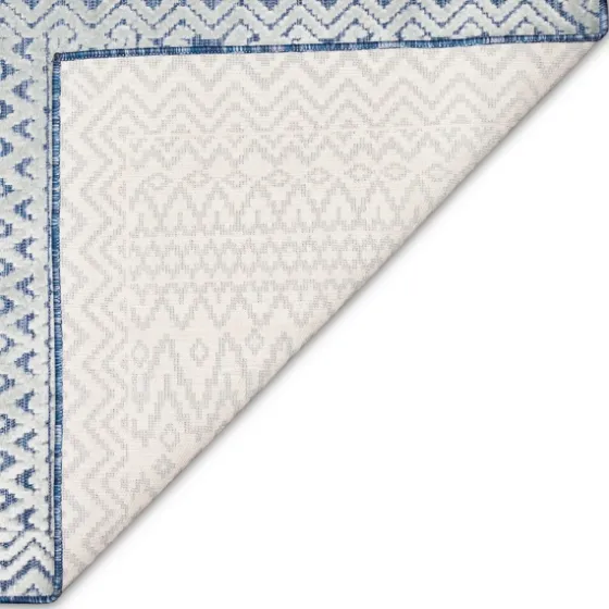 Navy Zig-Zag Ezra Indoor/Outdoor Area Rug, 4X7-Kirkland's Home Shop