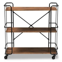 Nellie Walnut 3-Tier Mobile Bar Cart-Kirkland's Home New
