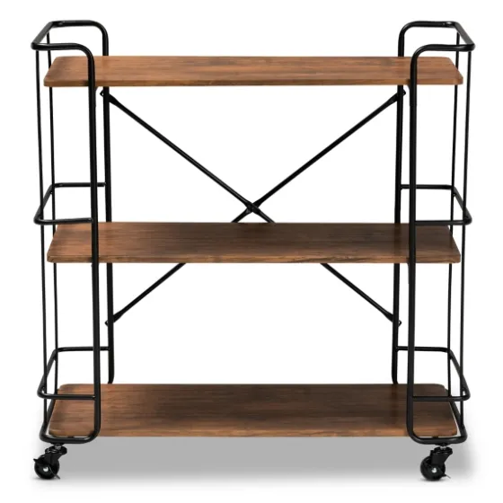 Nellie Walnut 3-Tier Mobile Bar Cart-Kirkland's Home New
