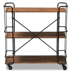 Nellie Walnut 3-Tier Mobile Bar Cart-Kirkland's Home New