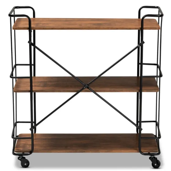Nellie Walnut 3-Tier Mobile Bar Cart-Kirkland's Home New