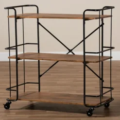Nellie Walnut 3-Tier Mobile Bar Cart-Kirkland's Home New