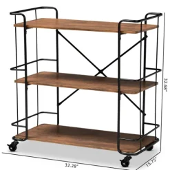 Nellie Walnut 3-Tier Mobile Bar Cart-Kirkland's Home New