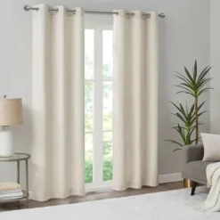 Neutral Basketweave Curtain Panel Set, 84 In.-Kirkland's Home Fashion