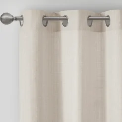 Neutral Basketweave Curtain Panel Set, 84 In.-Kirkland's Home Fashion