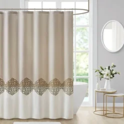 Neutral Block Embroidered Shower Curtain-Kirkland's Home Store