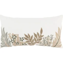 Neutral Blooms Hand Embroidered Lumbar Pillow-Kirkland's Home Cheap