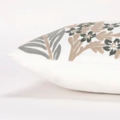 Neutral Blooms Hand Embroidered Lumbar Pillow-Kirkland's Home Cheap