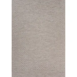 Neutral Bordered Lattice Outdoor Area Rug, 5X7-Kirkland's Home Cheap