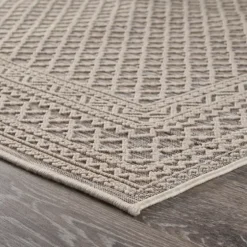 Neutral Bordered Lattice Outdoor Area Rug, 5X7-Kirkland's Home Cheap