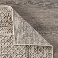 Neutral Bordered Lattice Outdoor Area Rug, 5X7-Kirkland's Home Cheap