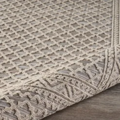Neutral Bordered Lattice Outdoor Area Rug, 5X7-Kirkland's Home Cheap