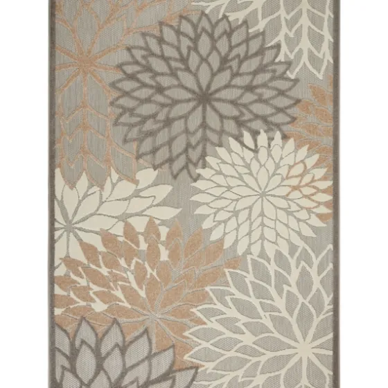 Neutral Floral Burst Outdoor Area Rug, 5X7-Kirkland's Home Online