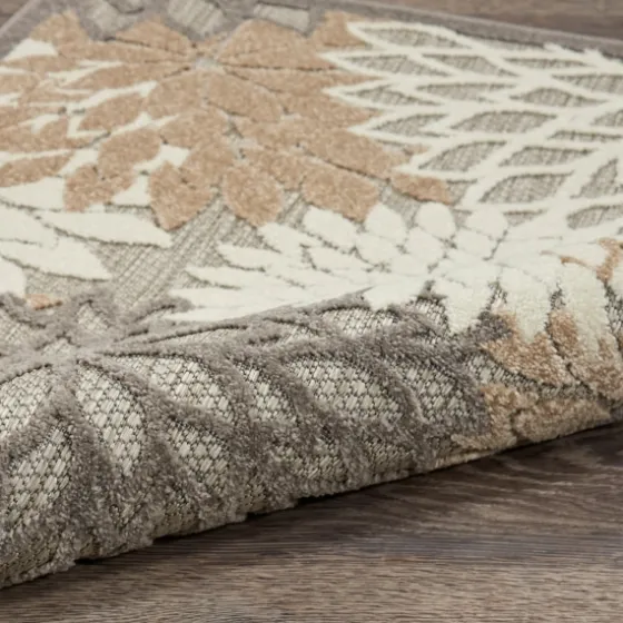Neutral Floral Burst Outdoor Area Rug, 5X7-Kirkland's Home Online