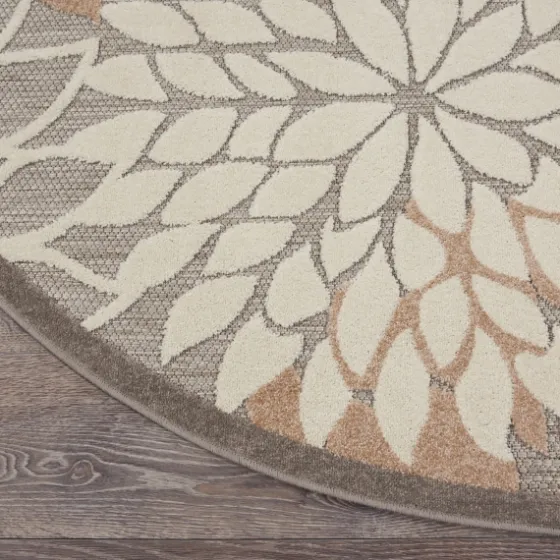 Neutral Floral Burst Outdoor Round Area Rug, 7 Ft.-Kirkland's Home Cheap